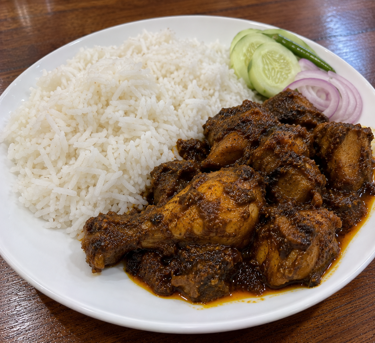 ভাত ও মুরগীর কালা ভুনা